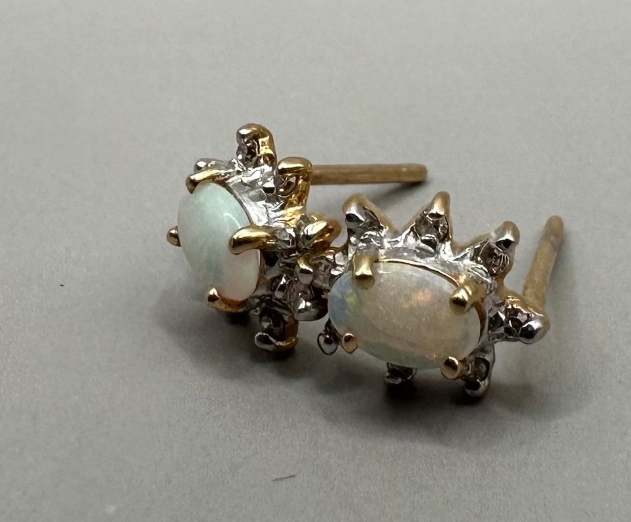 Opal Diamond Studded White Gold Earrings