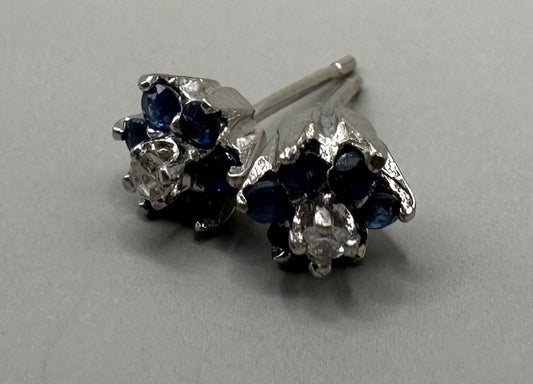 Blue Sapphire Diamond Studded White Gold Earrings