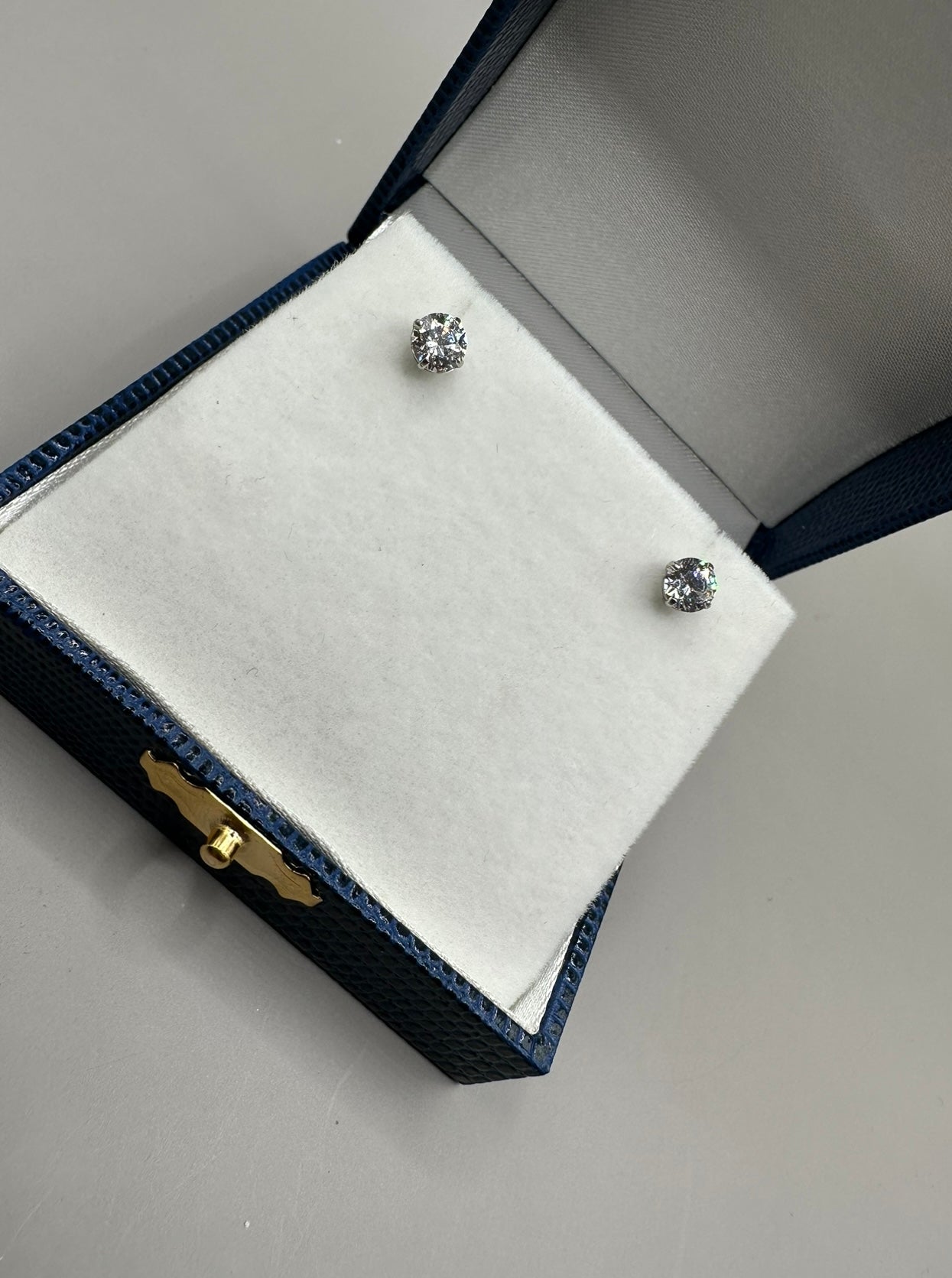 Cubic Studded White Gold Earrings