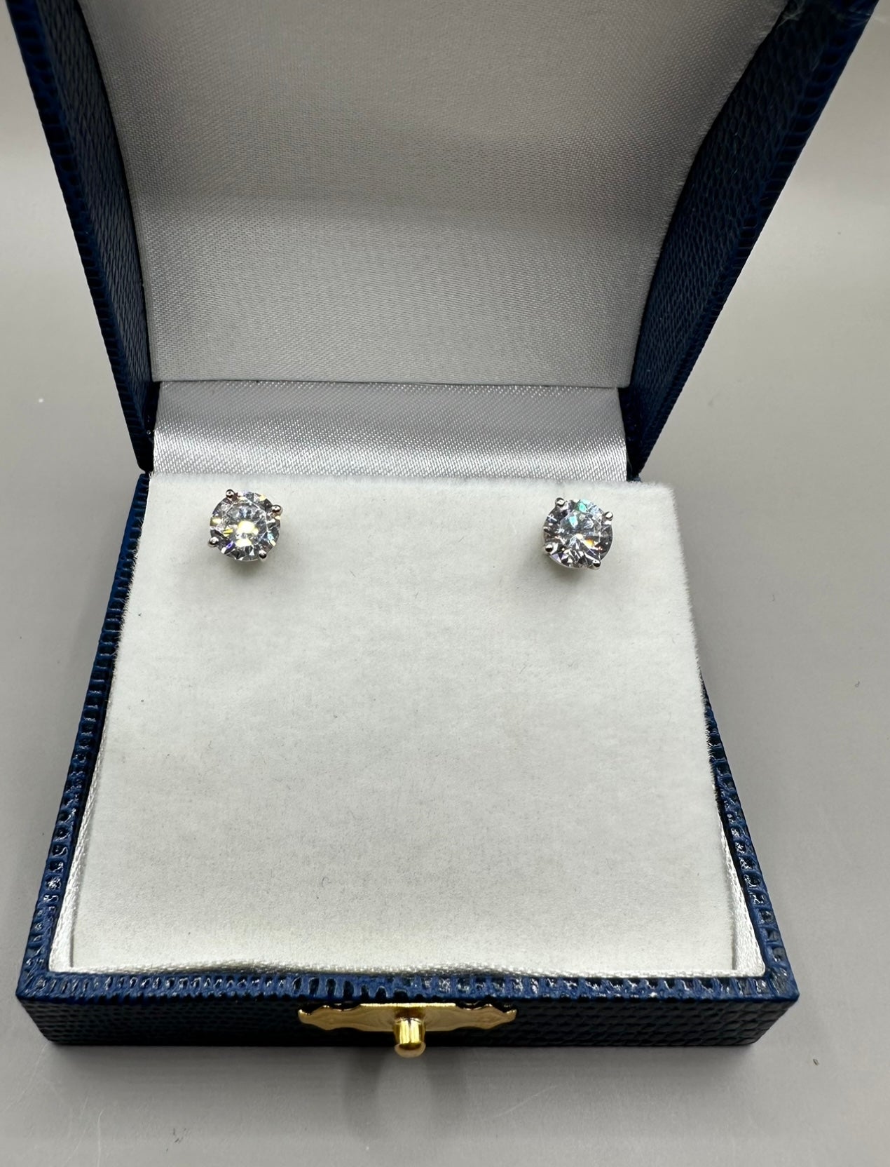 Cubic Studded White Gold Earrings