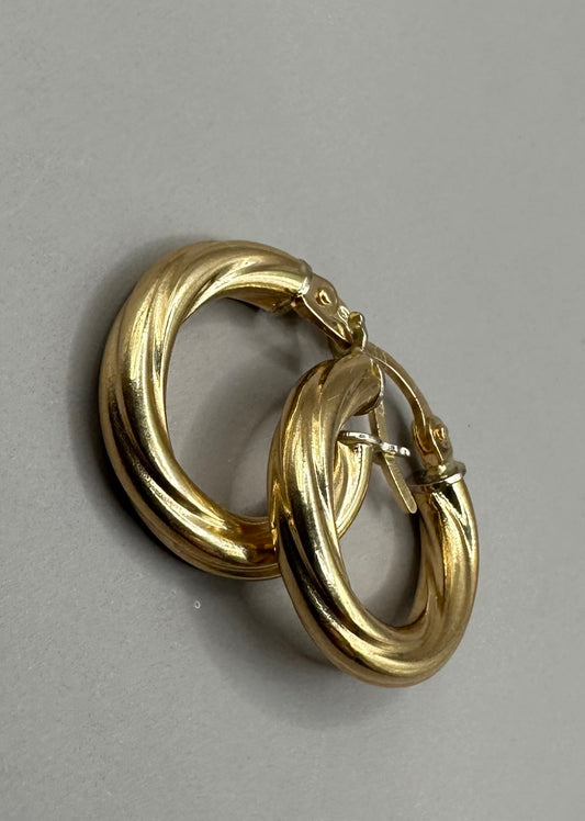 Twisted Hoops Yellow Gold Earrings