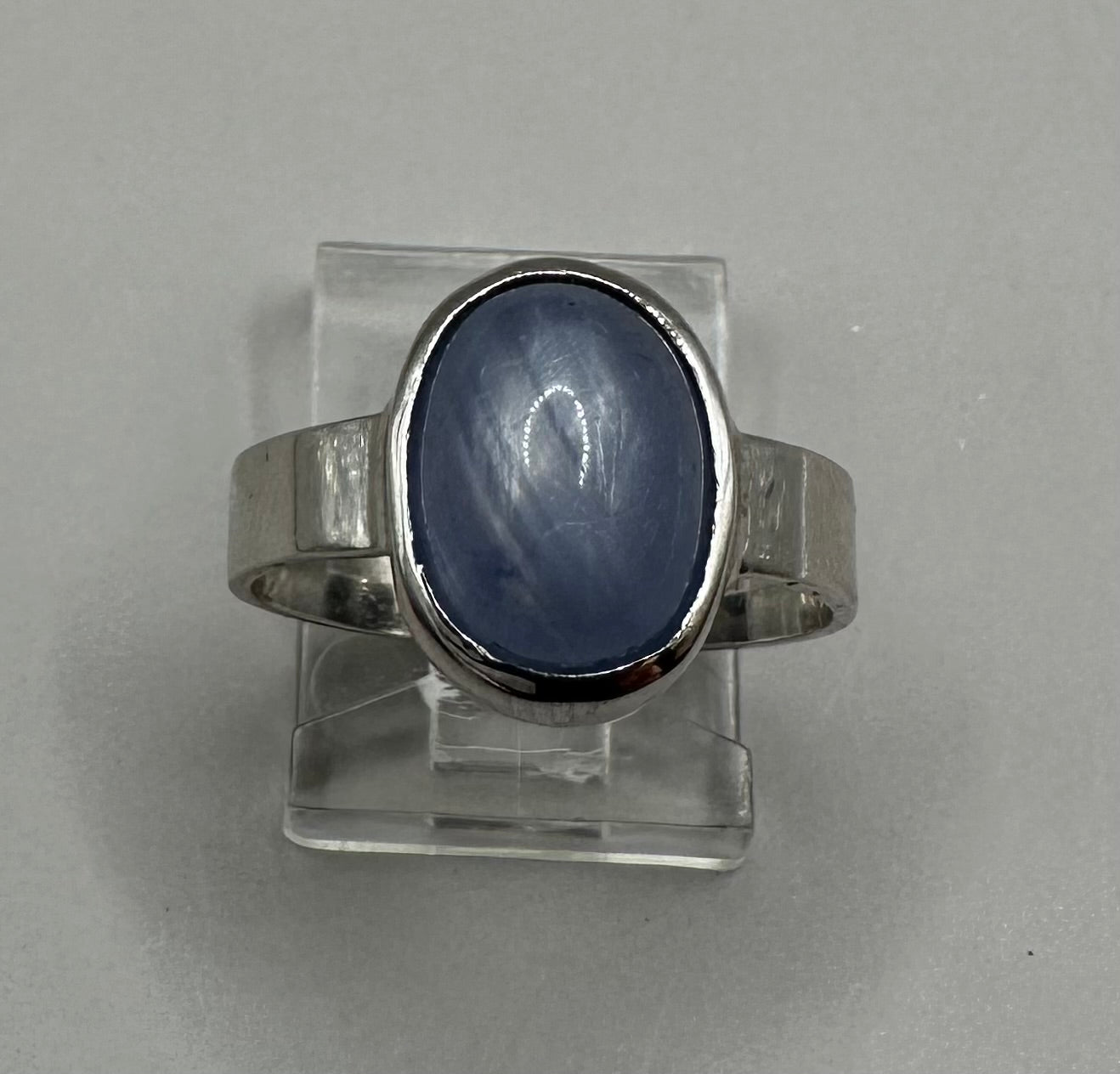 Blue Star Sapphire White Gold Ring