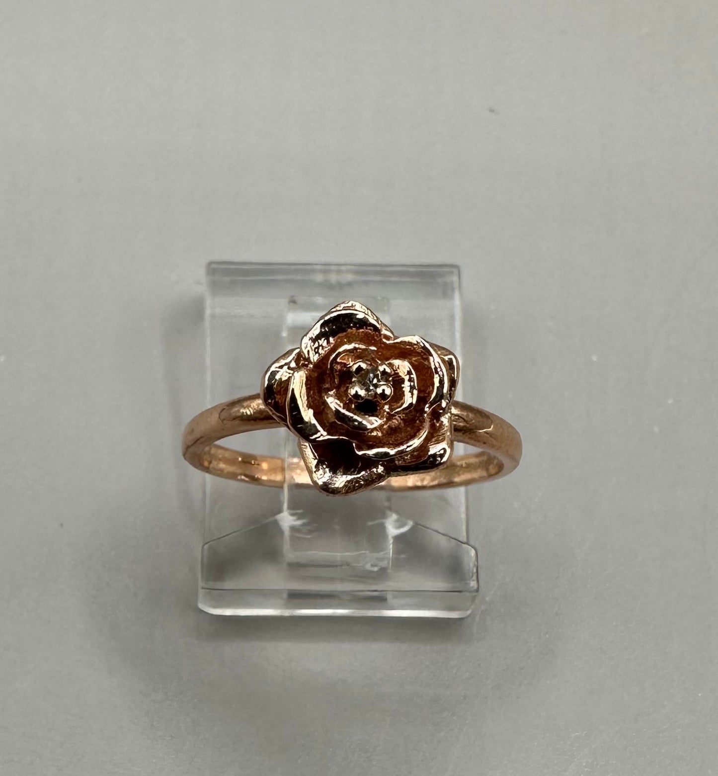 Rose Shaped Diamond Rose Gold Ring