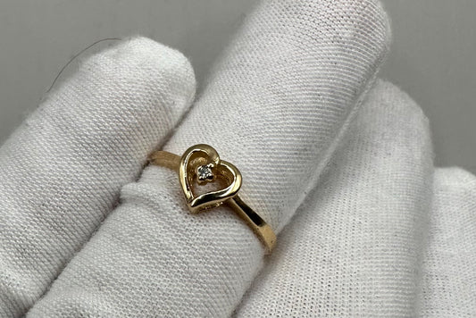 Heart Shaped Diamond Yellow Gold Ring