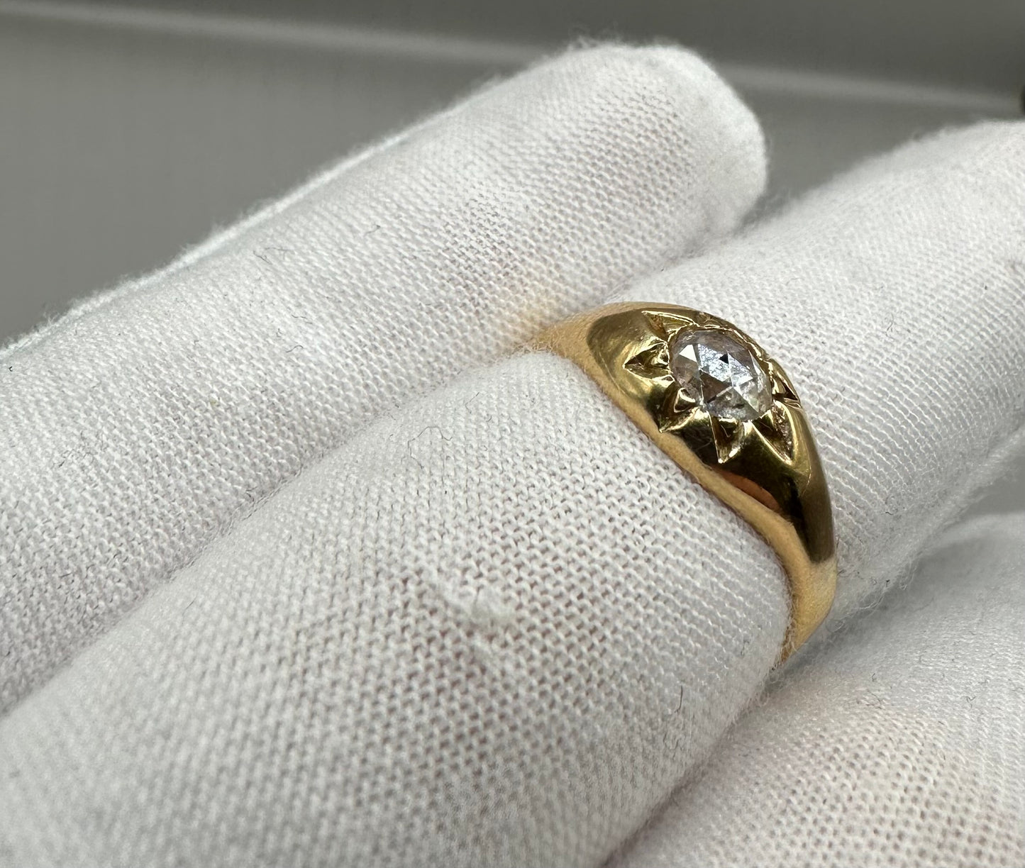 Miners Cut Diamond Yellow Gold Ring