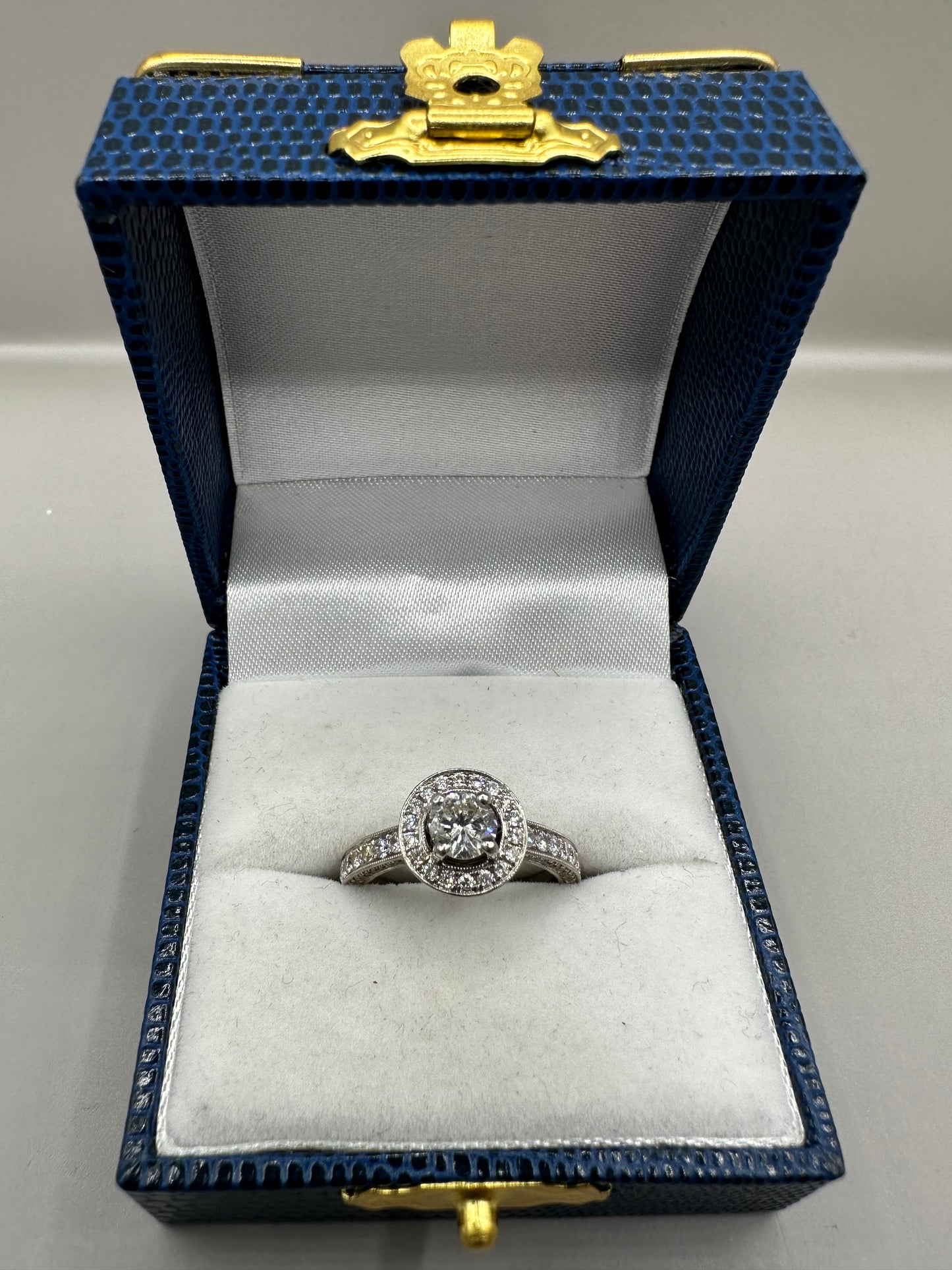 Solitaire Halo Diamond White Gold Ring