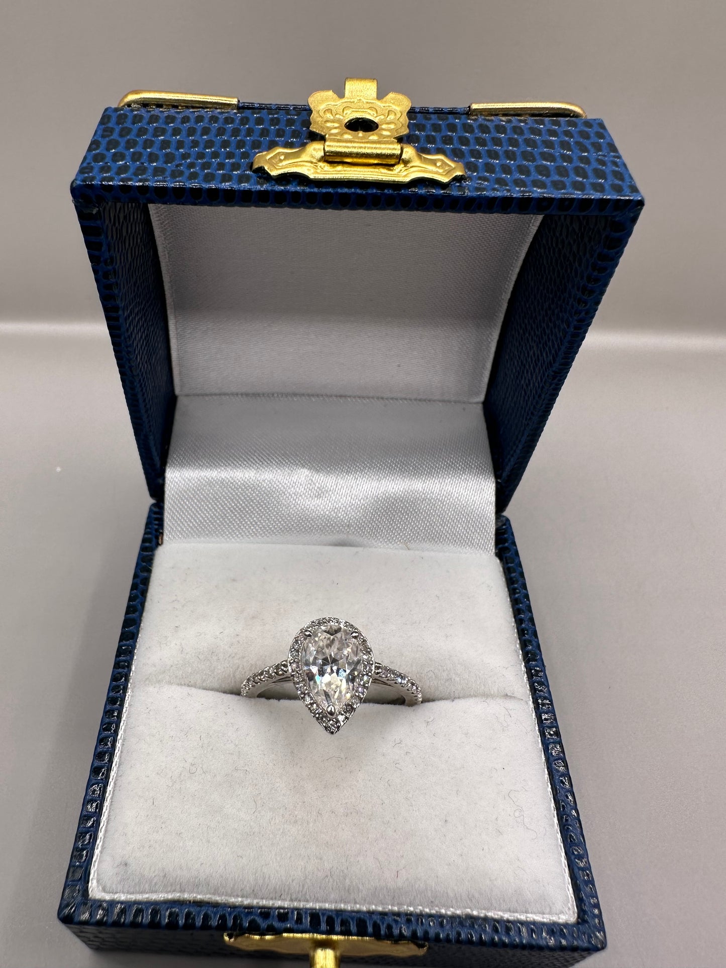 Pear Halo Diamond White Gold Ring
