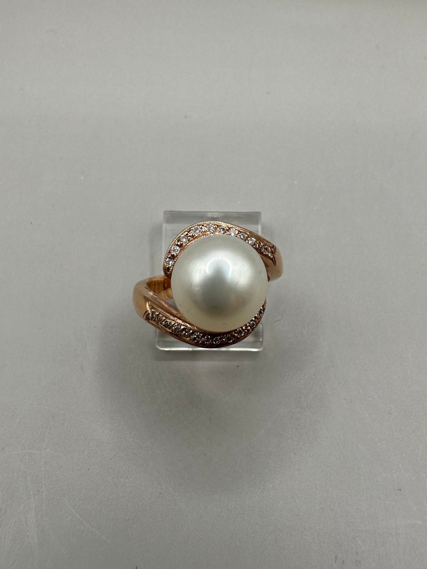 Pearl and Diamond Rose Gold Ring