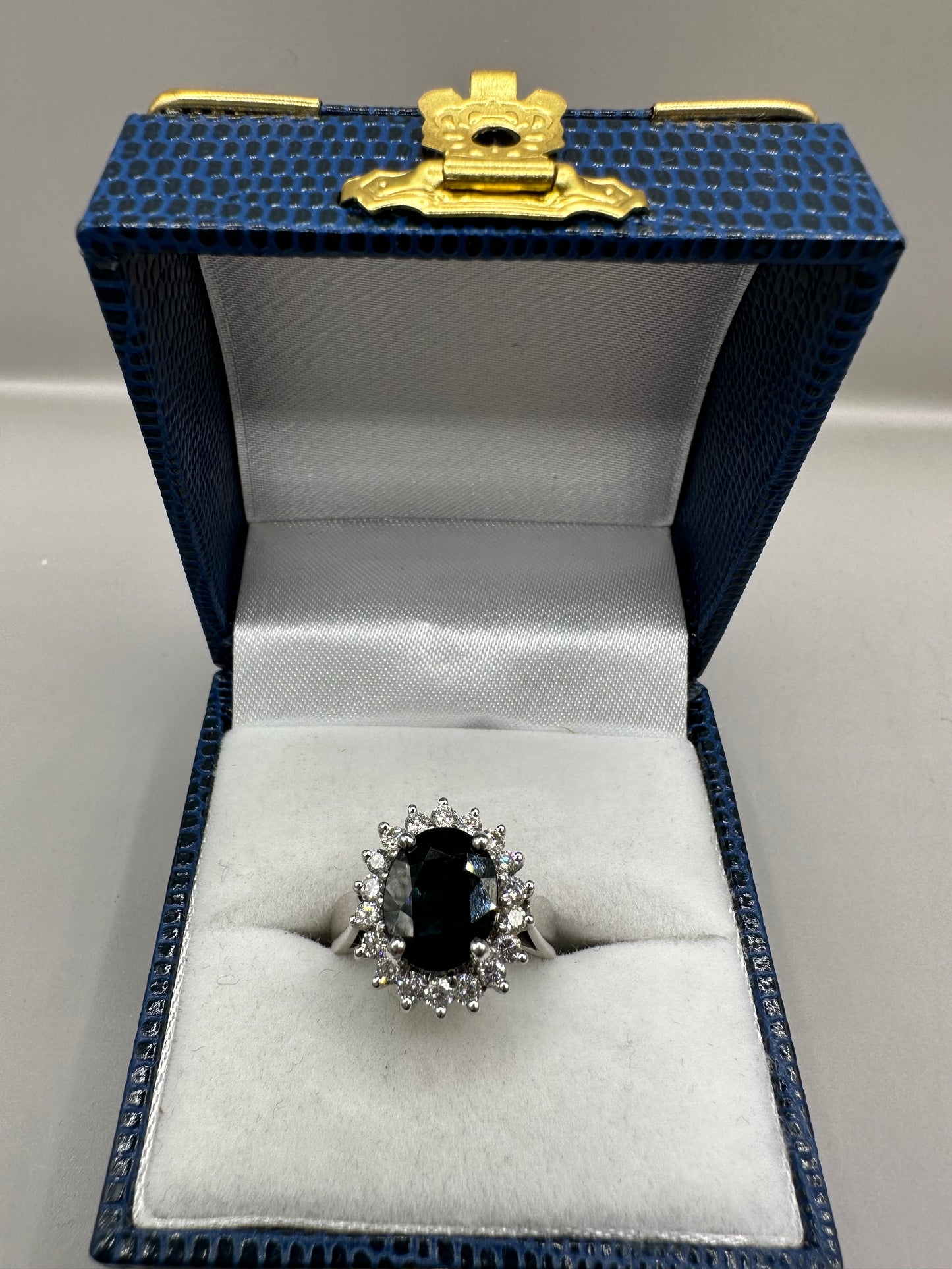 Sapphire and Diamond White Gold Ring