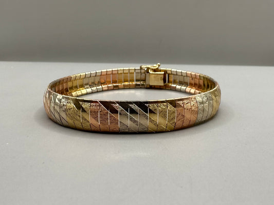 Tri Colour Omega Styler Gold Bracelet