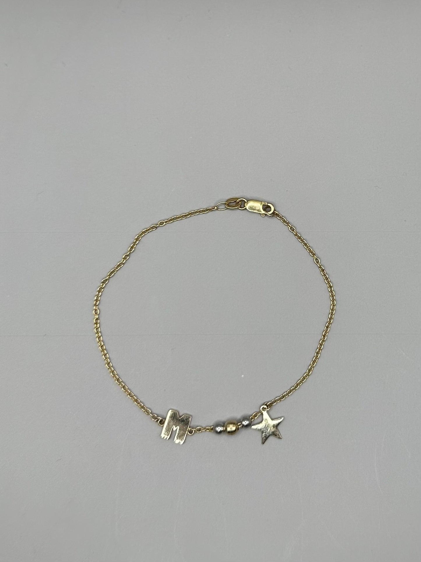 Initial and Star Yellow Gold Bracelet