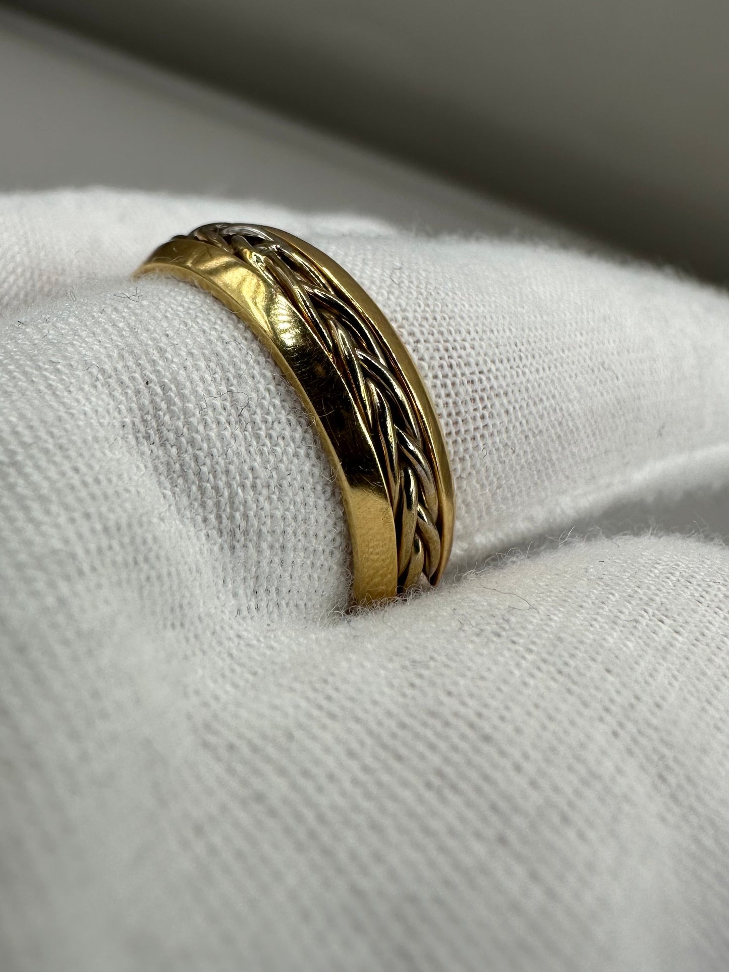 Two Tone Braided Gold Wedding Band