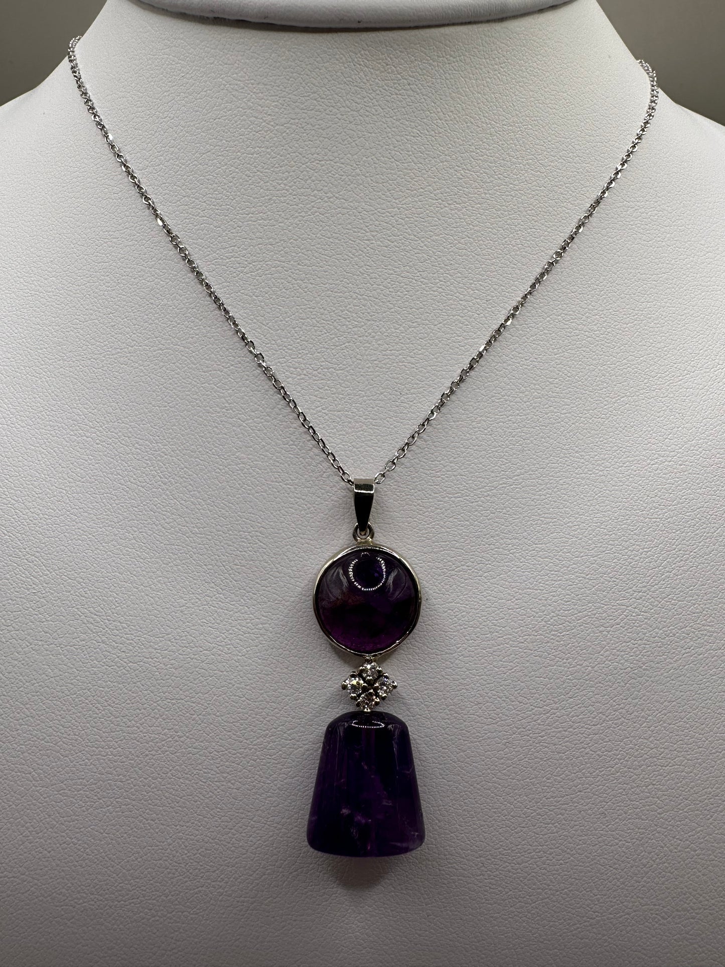 Amethyst and Diamond White Gold Necklace