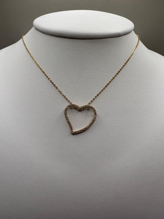 Floating Diamond Heart Yellow Gold Necklace