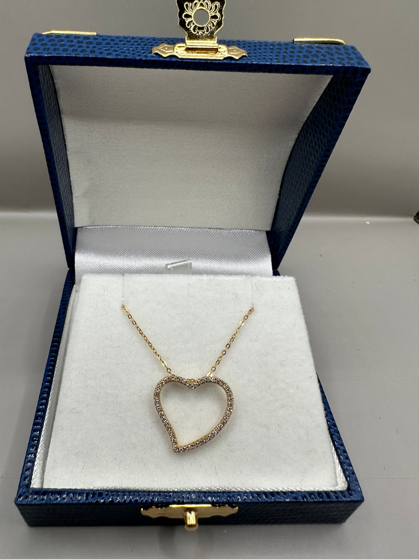 Floating Diamond Heart Yellow Gold Necklace