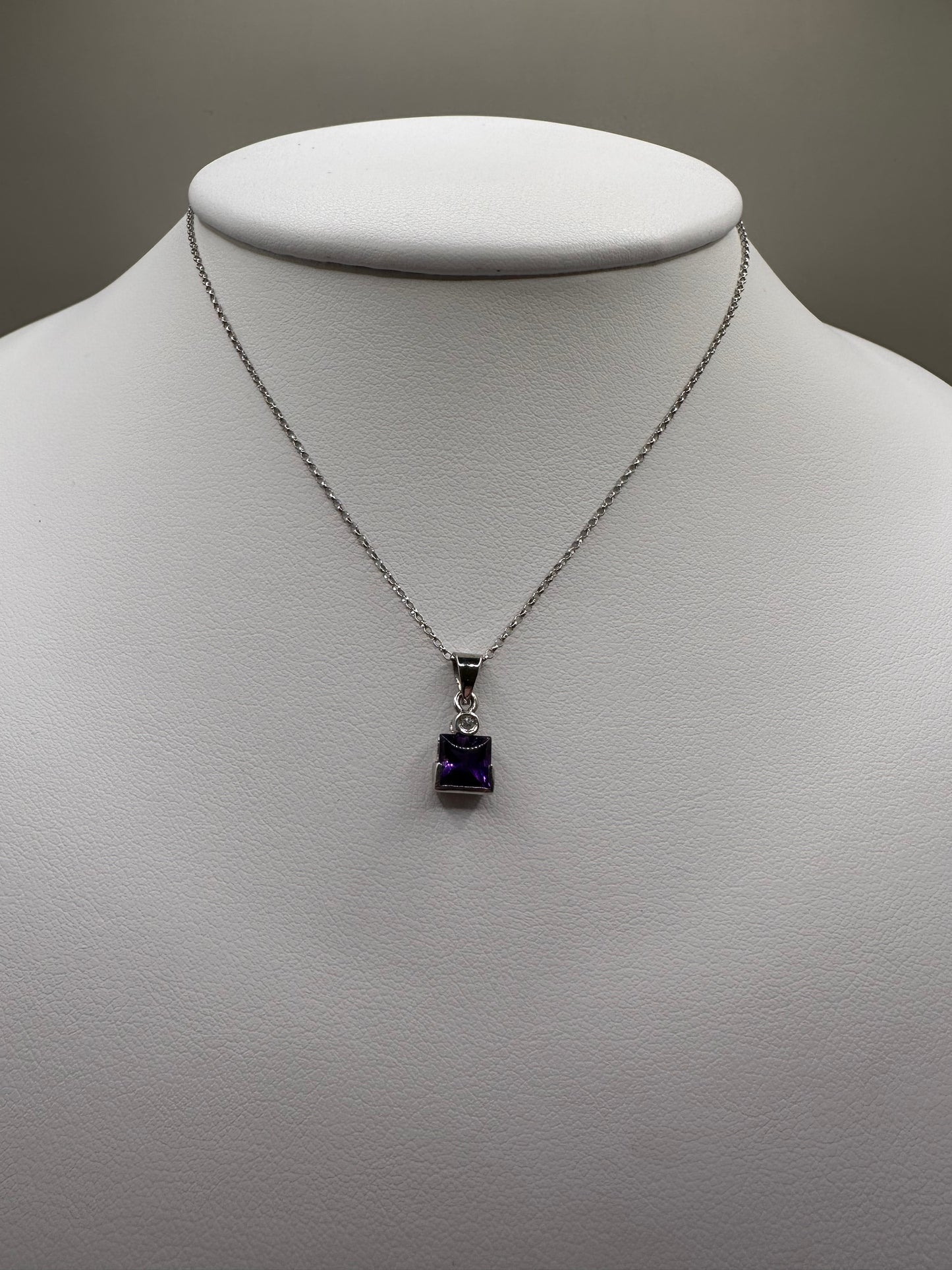 Amethyst and Diamond White Gold Necklace